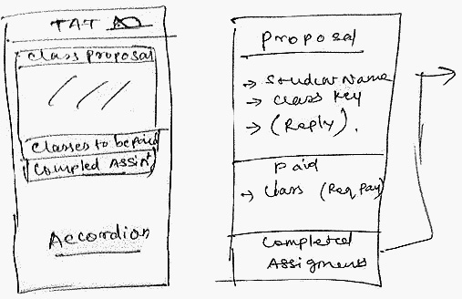 TeachAnyTime mobile app paper prototype